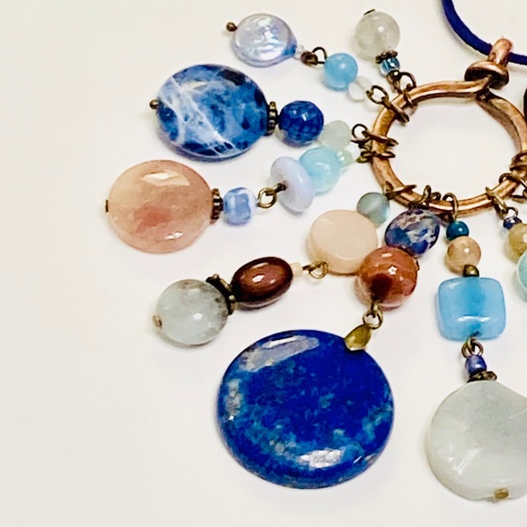 ENERGY Multi-Gemstone Assemblage Style BOHO Necklace & Jasper MOP Earrings - Picture 4 of 16